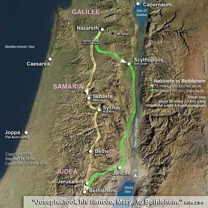 journey from nazareth to bethlehem map