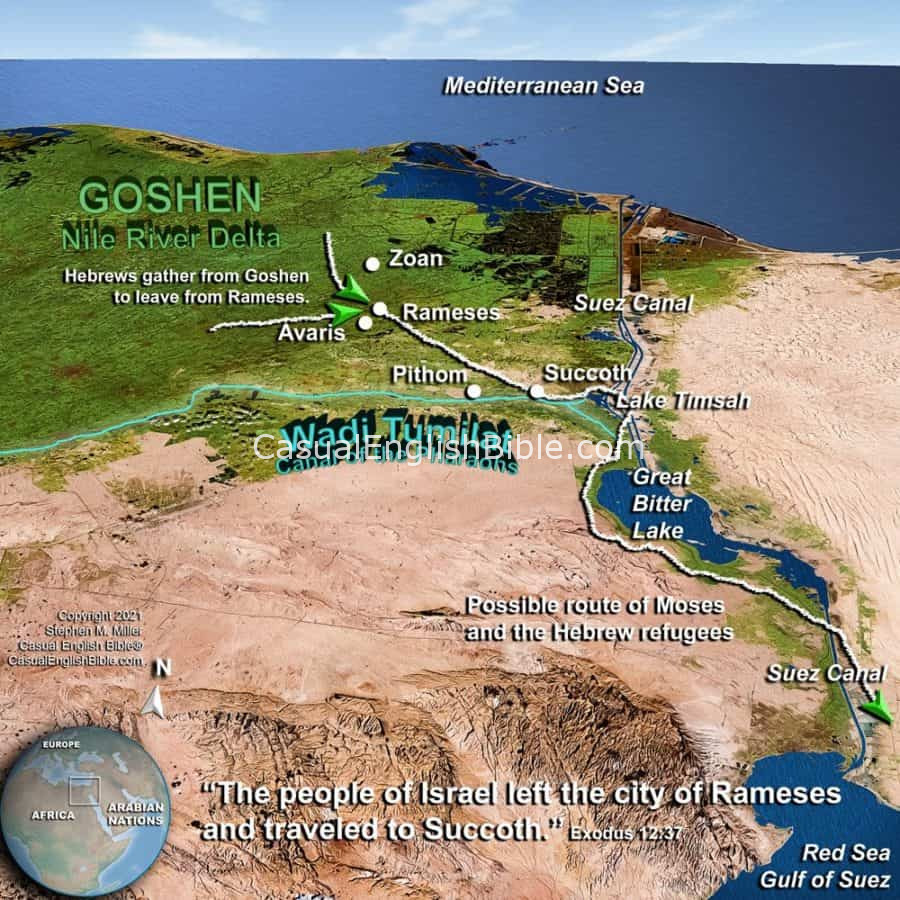 map of Exodus out of Egypt