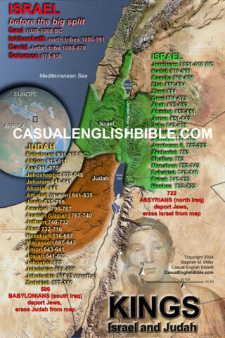 Map and chart of all the kings Israel and Judah. for the Casual English Bible