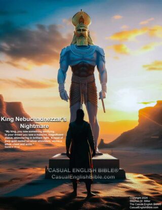 Art of Babylonian King Nebuchadnezzar's dream of a giant statue, for the Casual English Bible